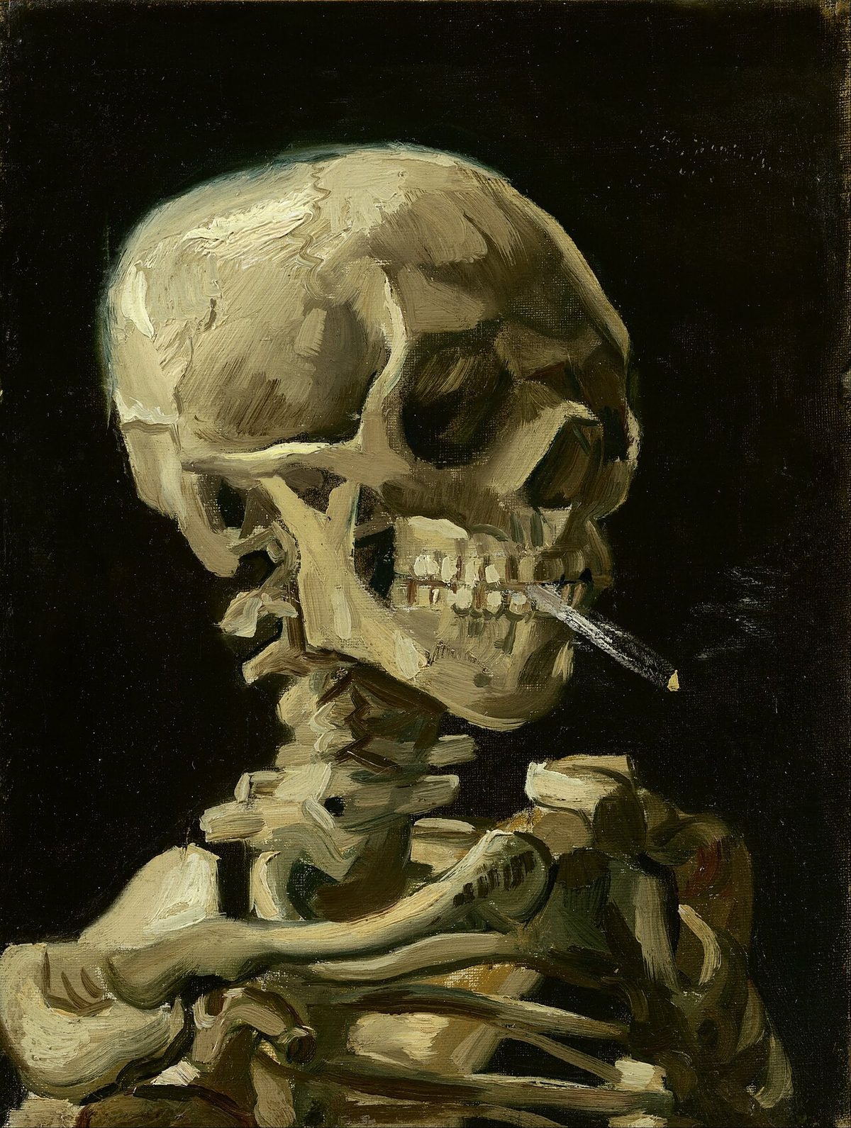 Skull of a Skeleton with Burning Cigarette by Vincent van Gogh